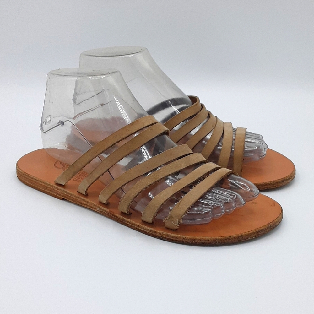Ancient Greek Sandal Tan Leather Sandal Handmade in Greece.
